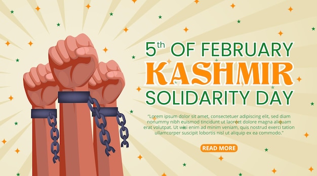 Kashmir day banner with raising hands off from handcuff