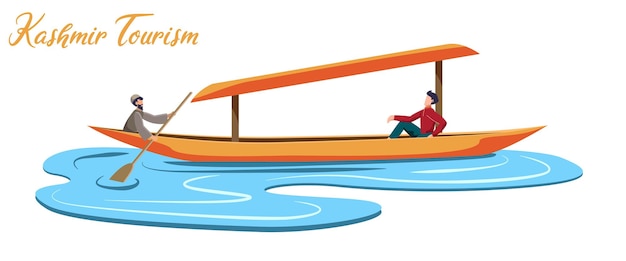 Vector kashmir tourism dal lake boat isolated vector