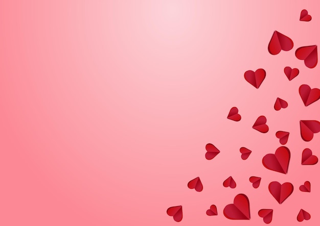 Kastanjebruine kleur hart Vector roze achtergrondkleur. Visuele harten sjabloon. Roze liefde confetti illustratie.