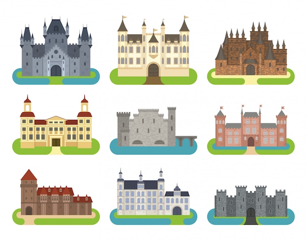 Vector kasteel cartoon set