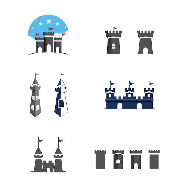 Kasteel gebouw vector illustratie pictogram sjabloonontwerp