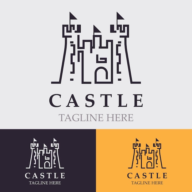 Kasteel logo grafisch sjabloonontwerp Oude kasteel vintage vector