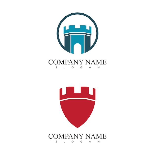 Kasteel logo template vector symbool pictogram ontwerp