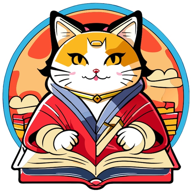 kat auteur kimono boek vector illustratie