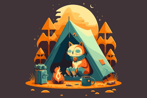 Kat Camping vectorillustratie