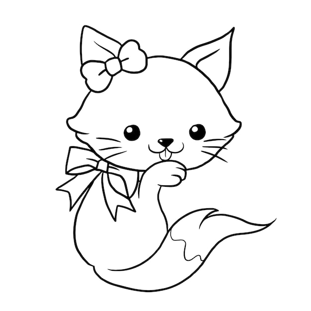 Kat cartoon dier schattig kawaii doodle kleurplaat tekening