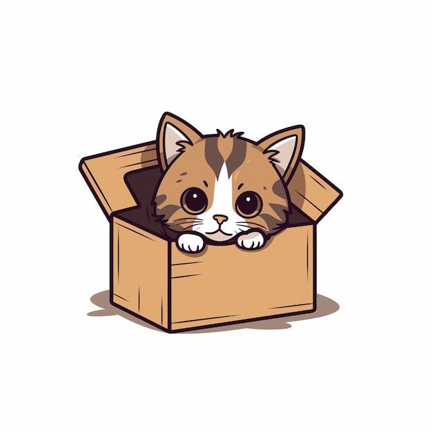 Kat comfortabel genesteld in een doos Vector illustratie