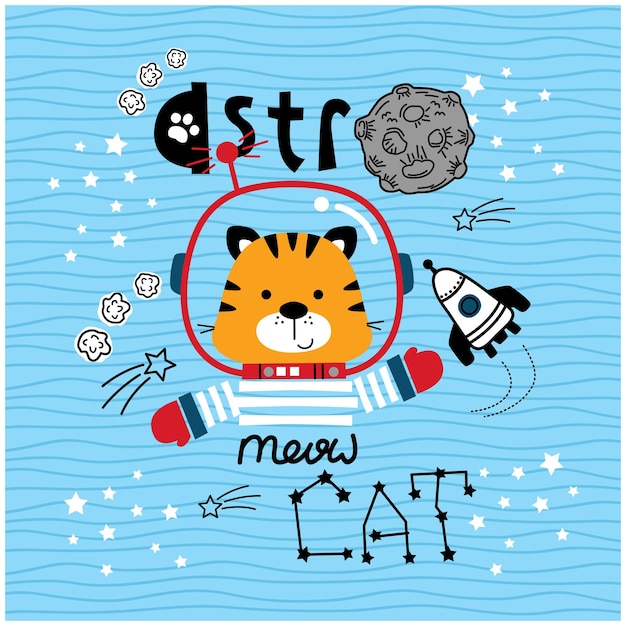 kat de astronaut grappige dieren cartoon