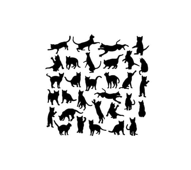 Kat dierlijke silhouetten kunst vector design