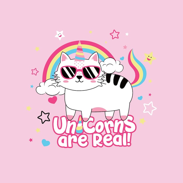 kat eenhoorn op regenboog