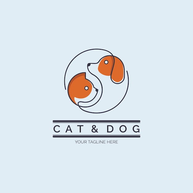 Kat en hond dierenwinkel logo ontwerpsjabloon voor merk of bedrijf en andere