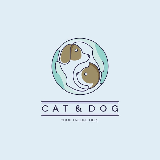 Kat en hond dierenwinkel zorg logo ontwerpsjabloon voor merk of bedrijf en andere