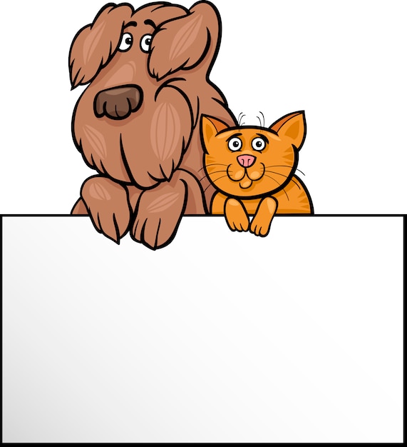 kat en hond met kaart cartoon