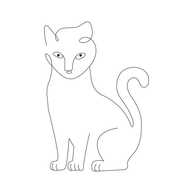 Kat enkelvoudige continue tekening met één lijn