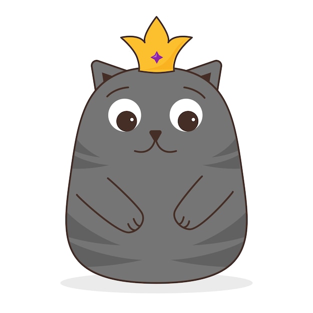 Kat grijs schattig gestreept dragen in gouden koninklijke kroon