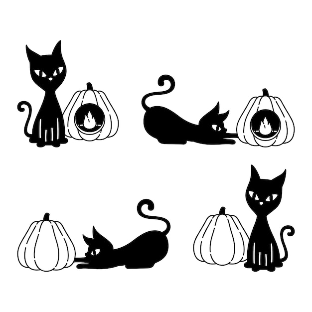 Kat halloween pompoen kitten karakter cartoon