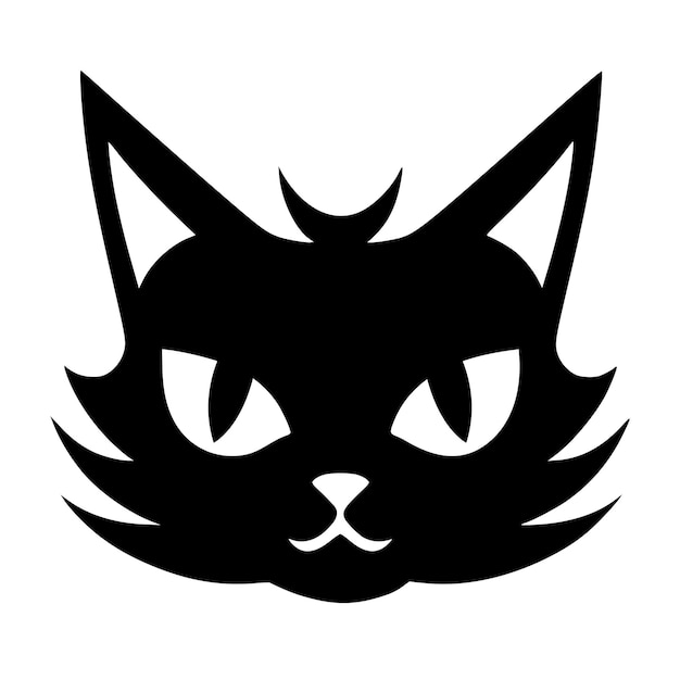 kat hoofd gezelschapsdier eenvoudige zwart-wit afbeelding