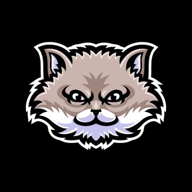 Vector kat hoofd mascotte logo sjabloon