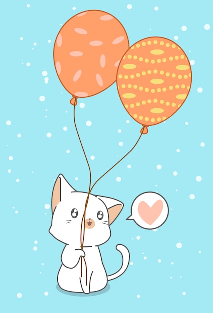 Kat houdt ballonnen.