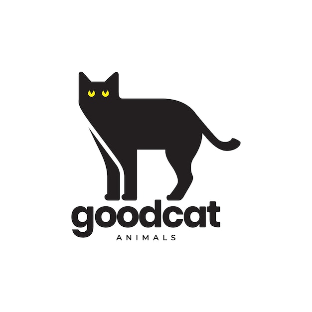Kat huisdieren zwart stand-alone platte moderne minimale mascotte logo pictogram vectorillustratie