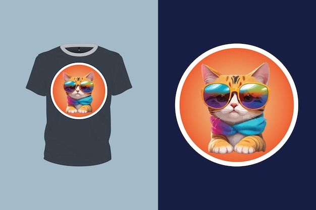 kat illustratie met splash glazen voor t-shirt ontwerp bewerkbaar print klaar vector bestand