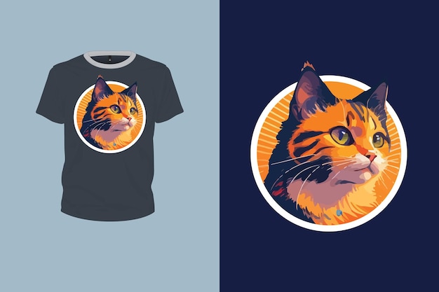 kat illustratie Vector kunst voor t-shirt ontwerp bewerkbare printready vectorbestand