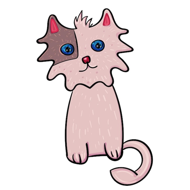 Kat in doodle cartoon-stijl