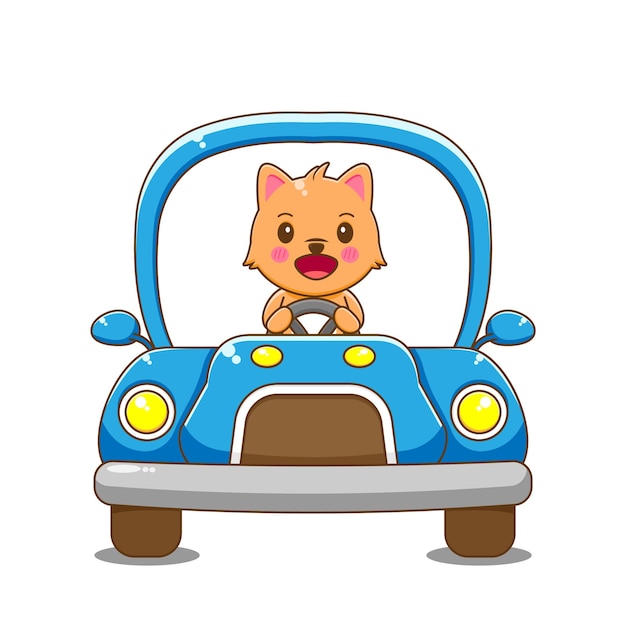 kat karakter rijdende auto.