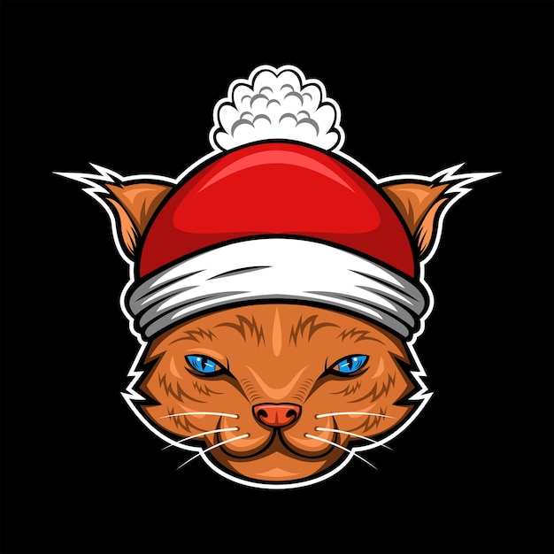 Kat kerst hoofd vectorillustratie