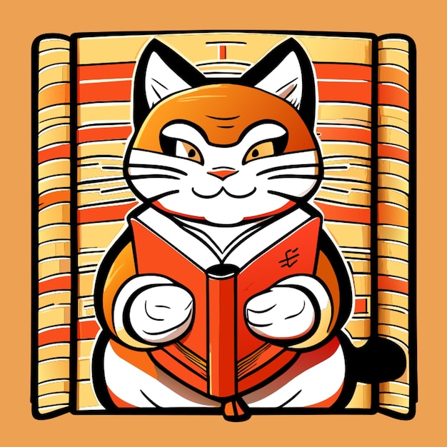 kat kimono boek vector illustratie cartoon