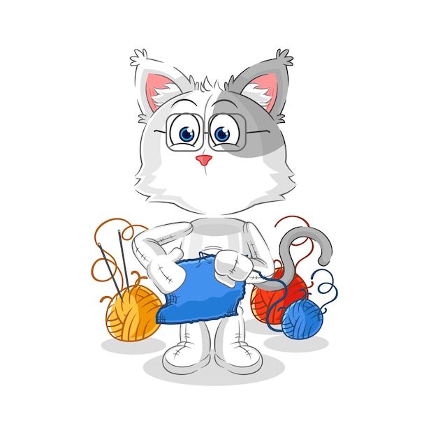 Kat kleermaker mascotte cartoon vector