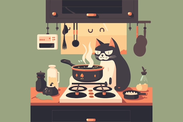 Kat koken vectorillustratie