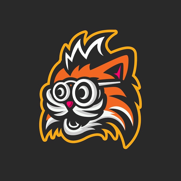 Kat mascotte logo hoofd ontwerp