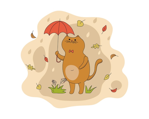 Kat met een paraplu