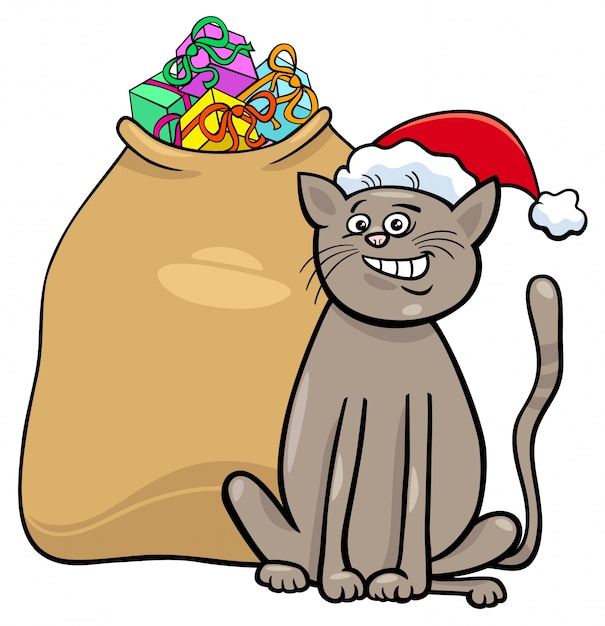 Kat met kerst presenteert cartoon