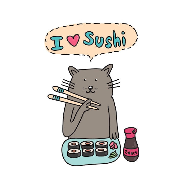 Kat met sushi