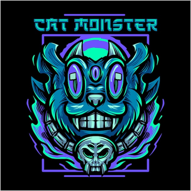 Kat monster mascotte logo