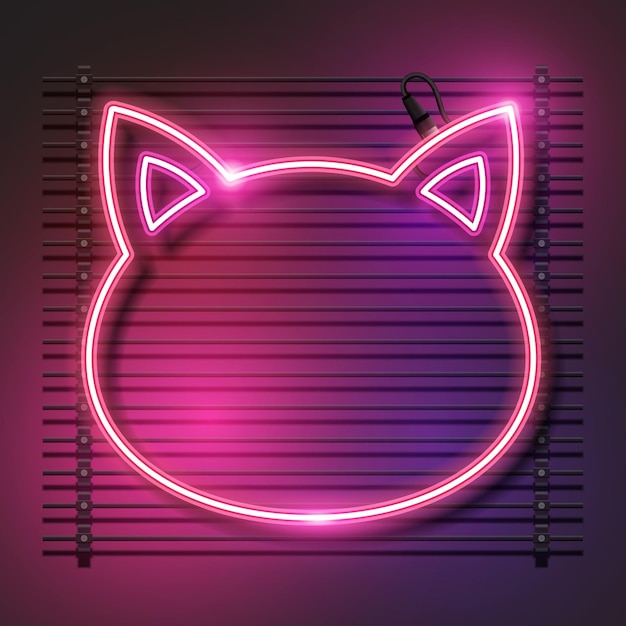 Kat neon banner. katten frame. Kat grens.