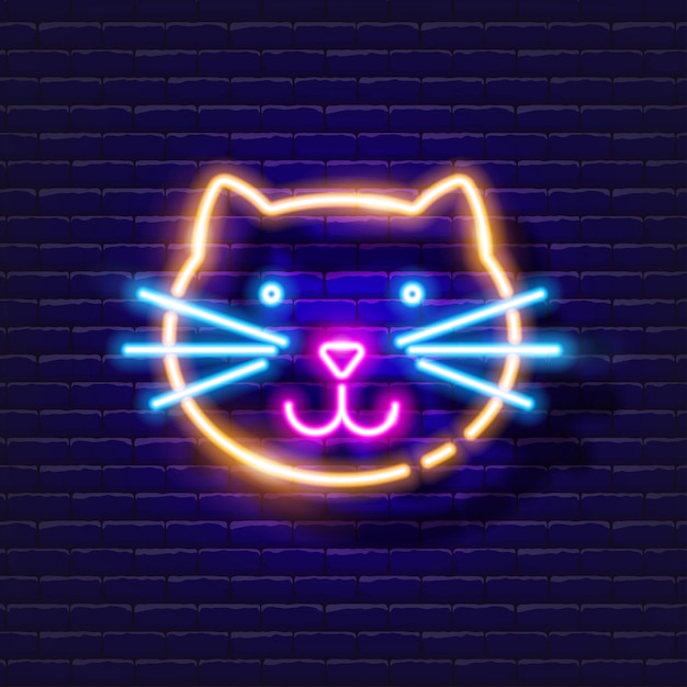 Kat neon pictogram vectorillustratie voor ontwerp website dierenwinkel veterinaire kliniek diergeneeskunde concept