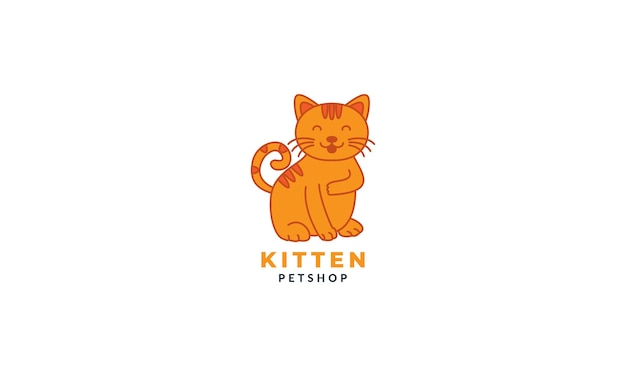 Kat of kitty of kitten of poes huisdier glimlach schattige cartoon logo pictogram vectorillustratie