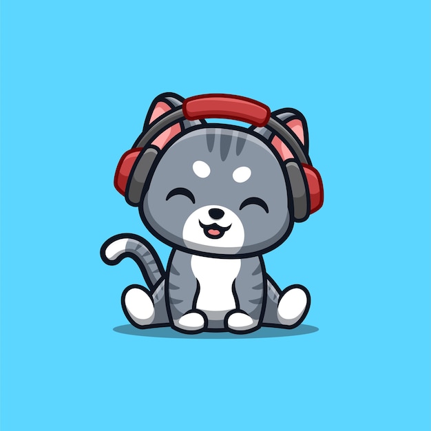 Kat schattig dier kawaii mascotte logo