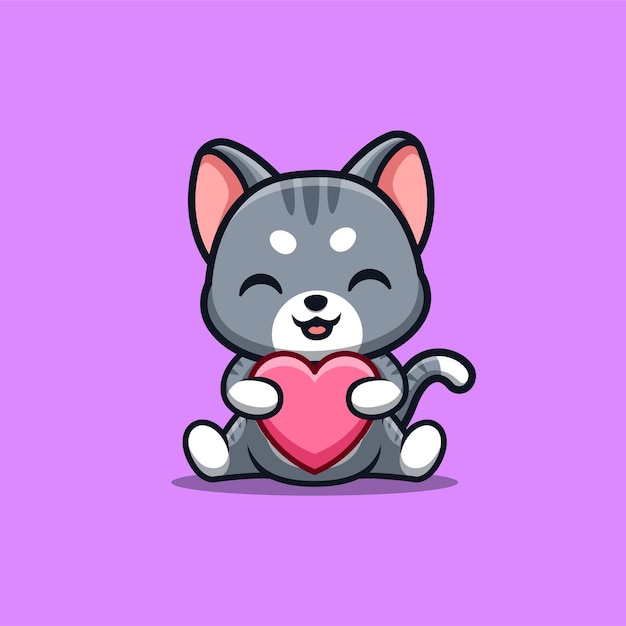 Kat schattig dier kawaii mascotte logo