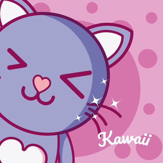 Vector kat schattig kawaii cartoon