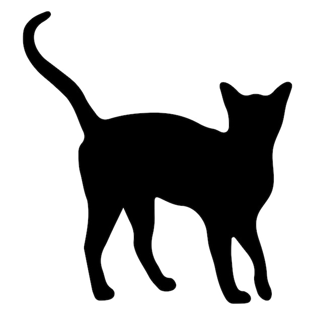 Vector kat silhouet staan of lopen met staart omhoog