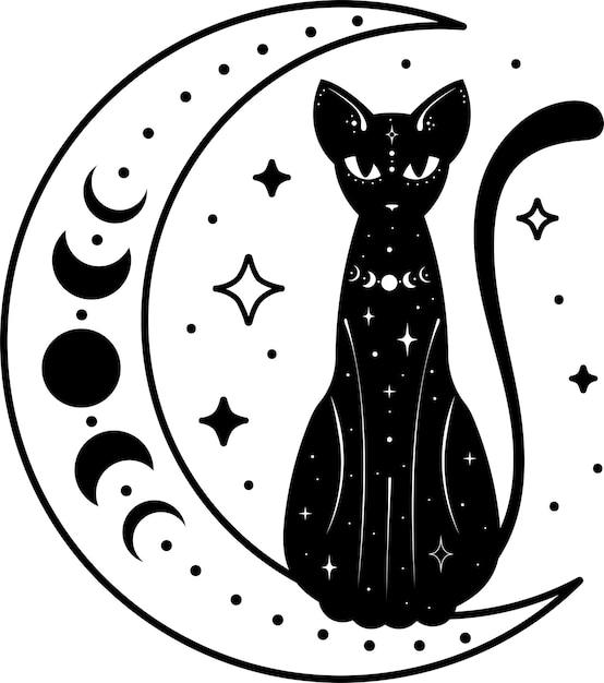 Vector kat silhouet zwarte kat mystieke kat vector illustratie