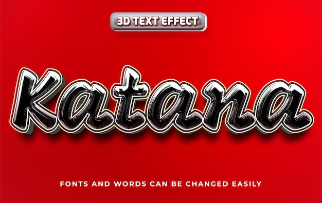 Katana 3d editable text effect style