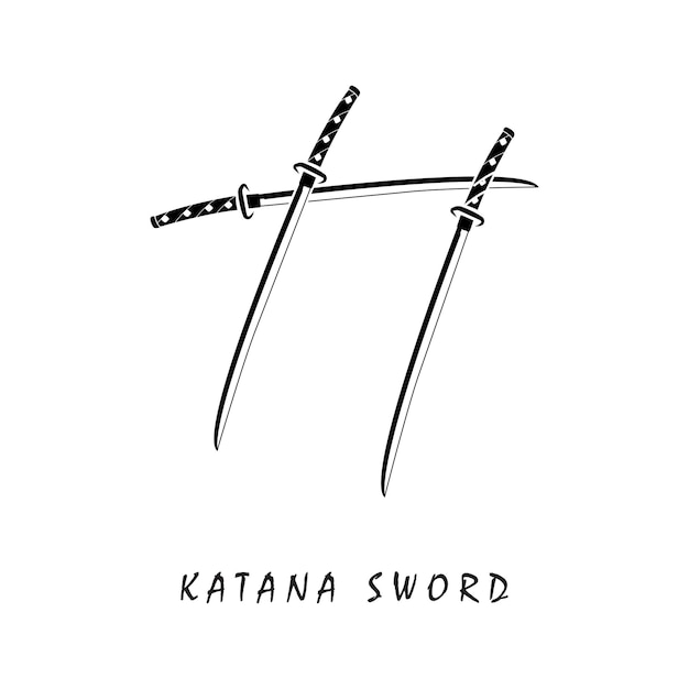 katana 검 로고 빈티지 벡터 일러스트 디자인 katana 로고 개념의 현대 일본 검