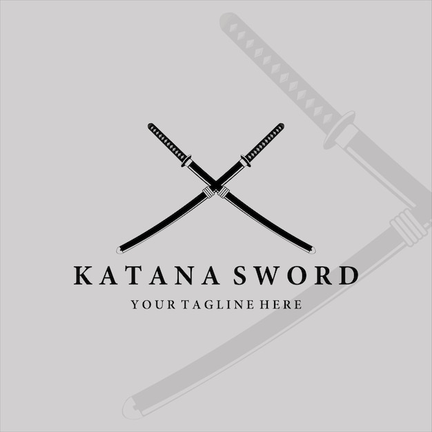 Vector katana sword logo vintage vector illustration design simple modern japanese sword of katana logo