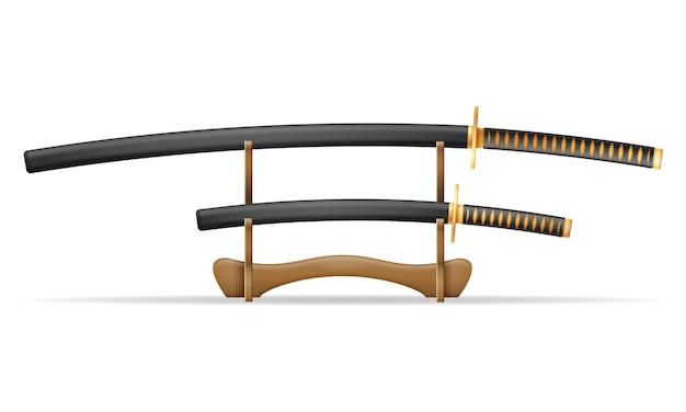Katana sword ninja weapon japanese warrior assassin vector illustration