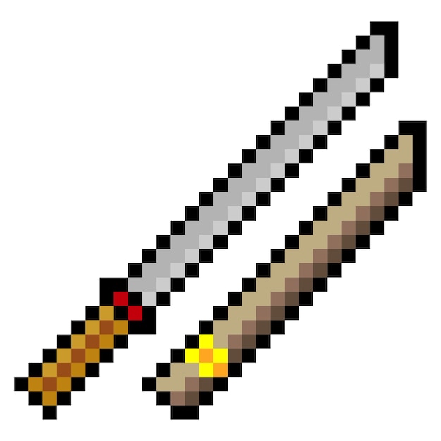 Katana zwaard in pixel art stijl